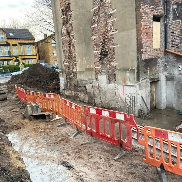 Hartington Road Liverpool early demolition work showing exposed brick structure