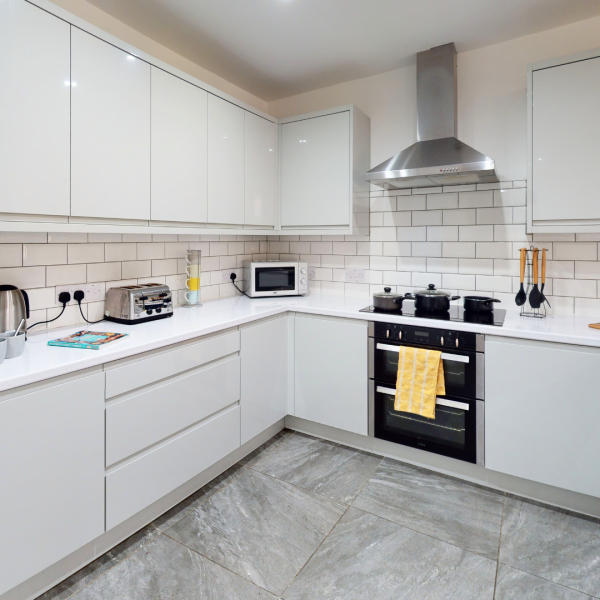 Hartington Road Liverpool completed kitchen renovation showing modern fitted units and appliances
