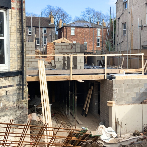 Hartington Road Liverpool basement construction showing structural framework