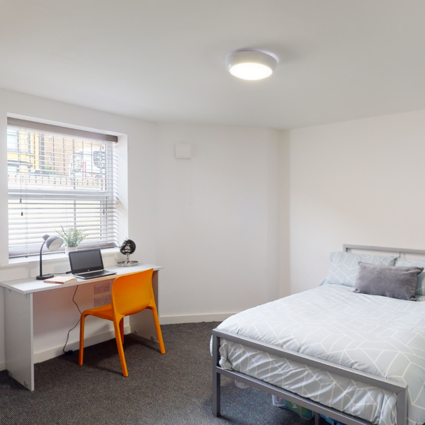 Hartington Road Liverpool completed bedroom renovation showing modern interior with desk area
