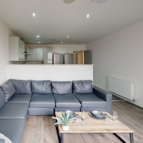 Hartington Road Liverpool finished open plan space showing modern kitchen living room design