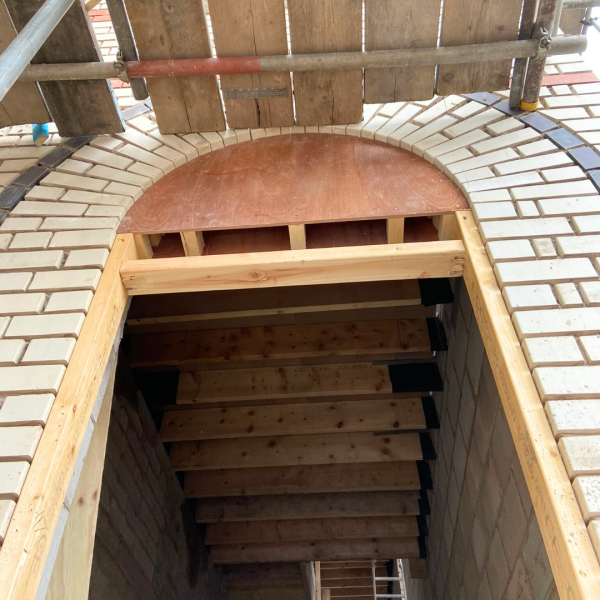 Hartington Road Liverpool brick arch construction with timber beam work