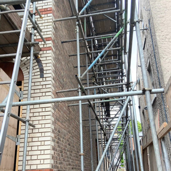 Hartington Road Liverpool scaffolding setup for Victorian house rebuild and renovation