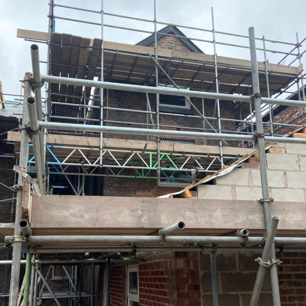 Hartington Road Liverpool construction showing structural steel work and scaffolding