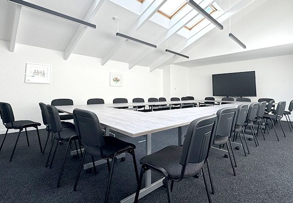 New Start Homes office Liverpool completed upper floor boardroom with professional furniture and conferencing equipment