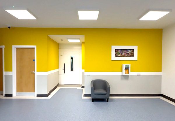 New Start Homes Liverpool finished reception showing professional interior with brand color scheme